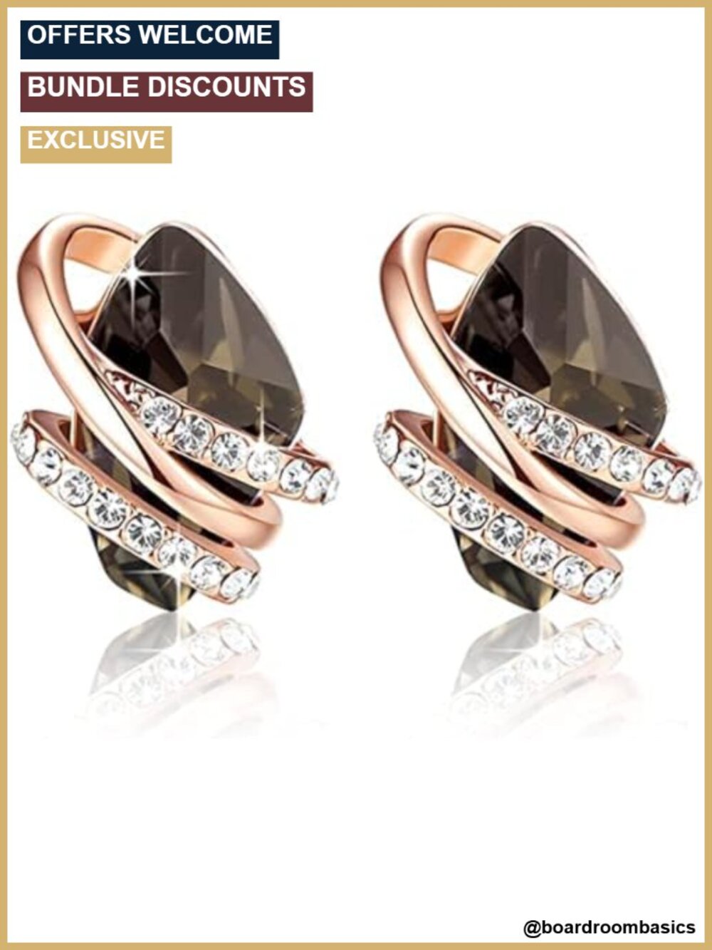 Stud Earrings with Birthstone Crystals 18K Rose Gold Plated